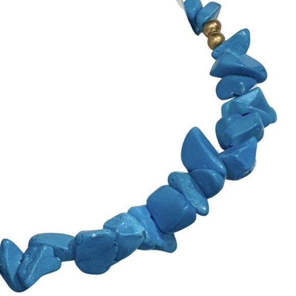 Vintage Faux Turquoise Chips Copper Findings Stretch Women’s Stackable Bracelet - Picture 3 of 6